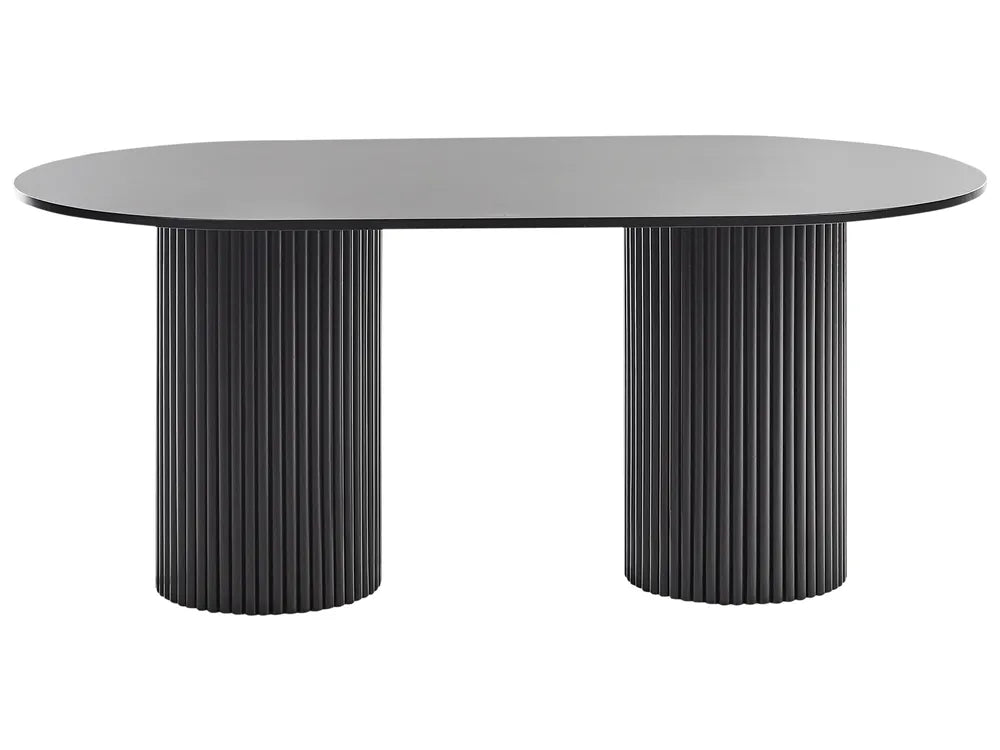Round table with ribbed cylindrical legs on a white background