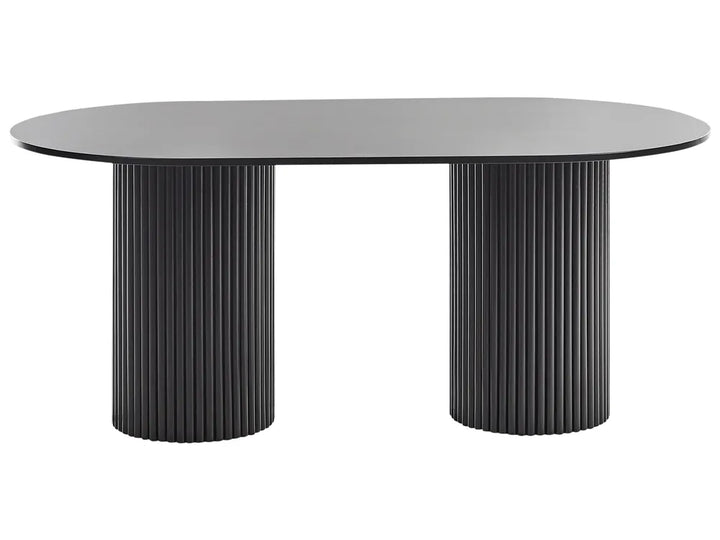Round table with ribbed cylindrical legs on a white background