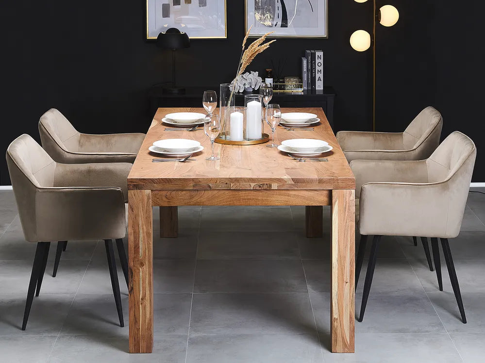 Outdoor Dining Table for 6 Brown 180 cm 90 cm Acacia Wood Barajas