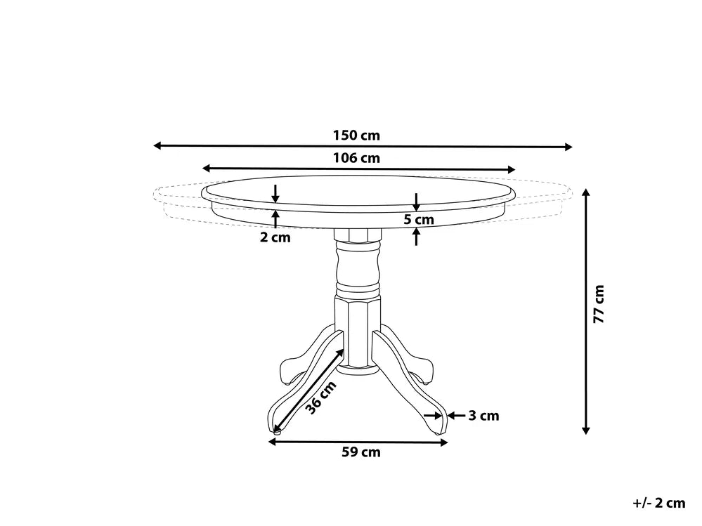 Extending Dining Table Light Ash Wood 106/150 cm 106 cm Wood Fung