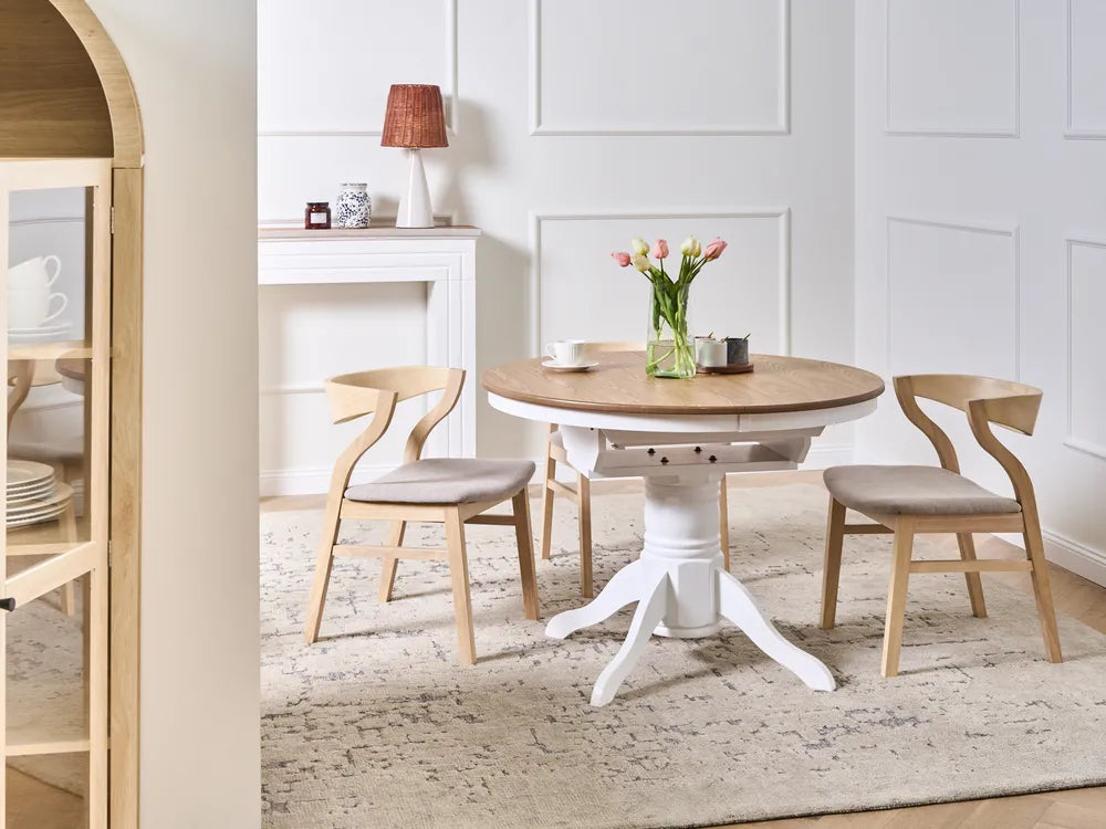 Extending Dining Table Light Ash Wood 106/150 cm 106 cm Wood Fung
