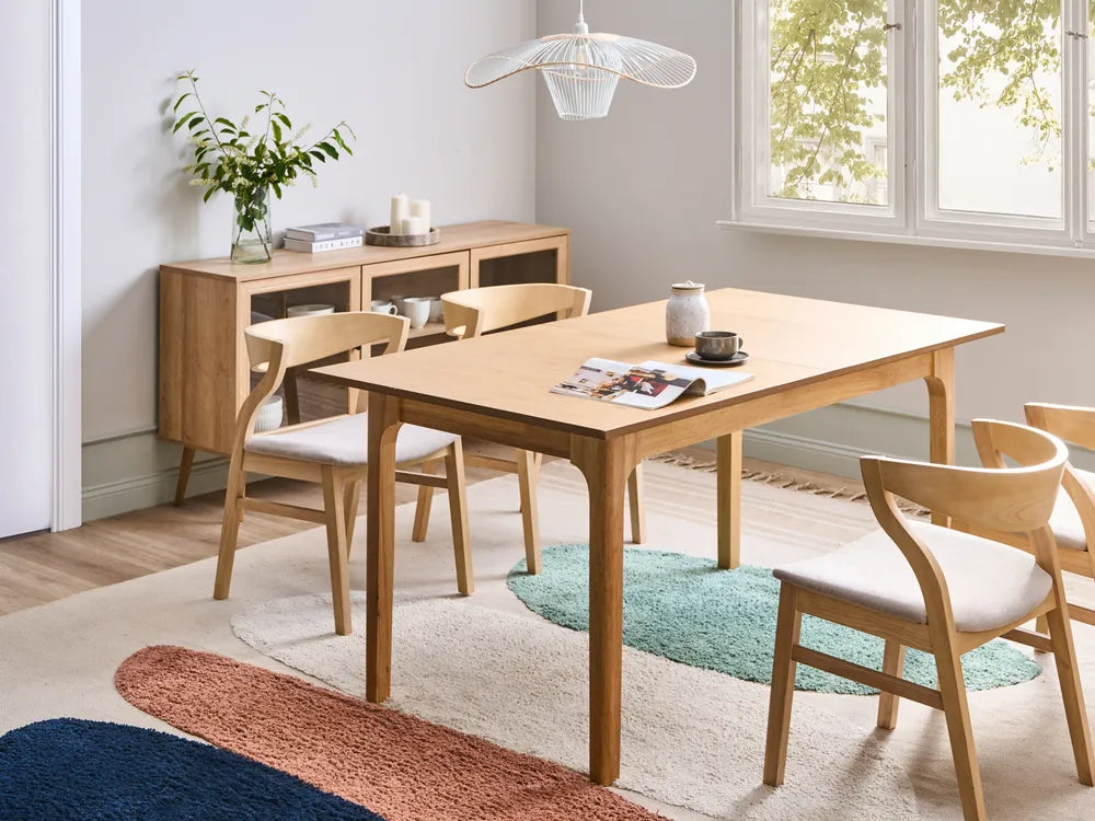 Extending Dining Table Light Ash Wood 160/200 cm 90 cm Landeros