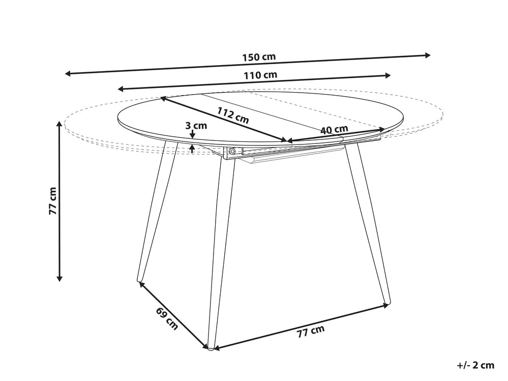 Extending Dining Table Brown 110/150 cm 112 cm Christa