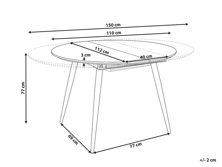 Extending Dining Table Brown 110/150 cm 112 cm Christa