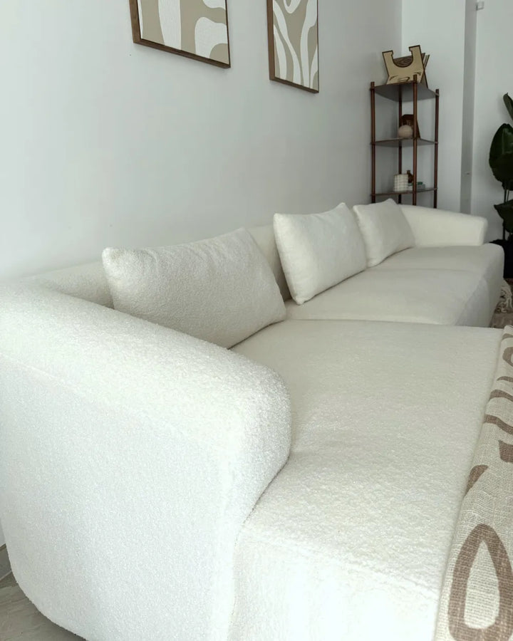 Corner Sofa 3 Seater Boucle Off-White Right Hand Cylar
