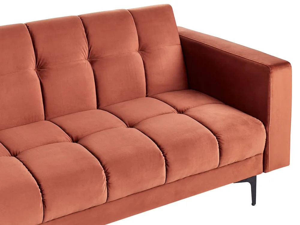 Modular Corner Sofa Bed 4 Seater Velvet Light Red Yosef