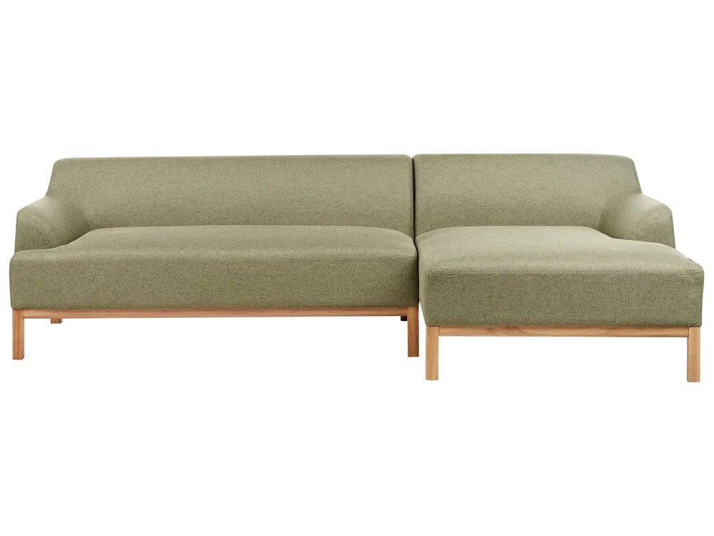 Corner Sofa 3 Seater Fabric Olive Green Left Hand Azuri