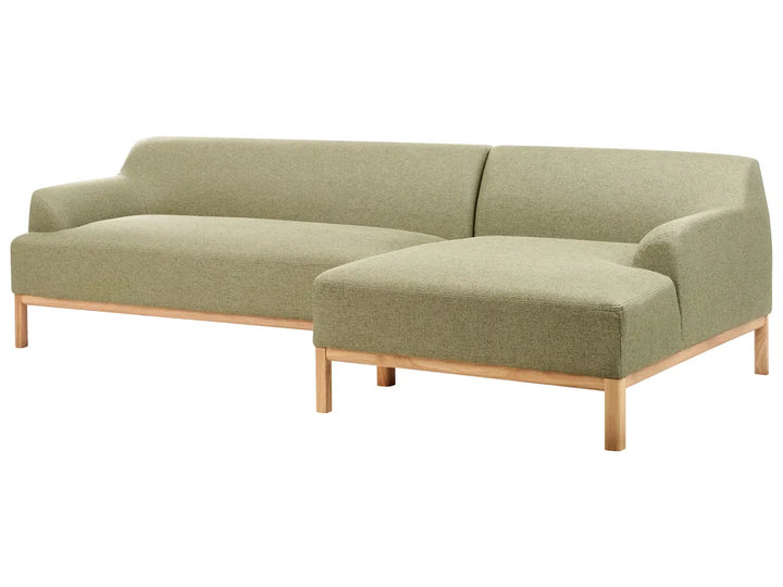 Corner Sofa 3 Seater Fabric Olive Green Left Hand Azuri