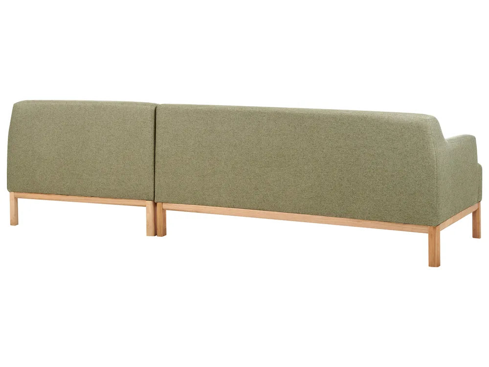 Corner Sofa 3 Seater Fabric Olive Green Left Hand Azuri