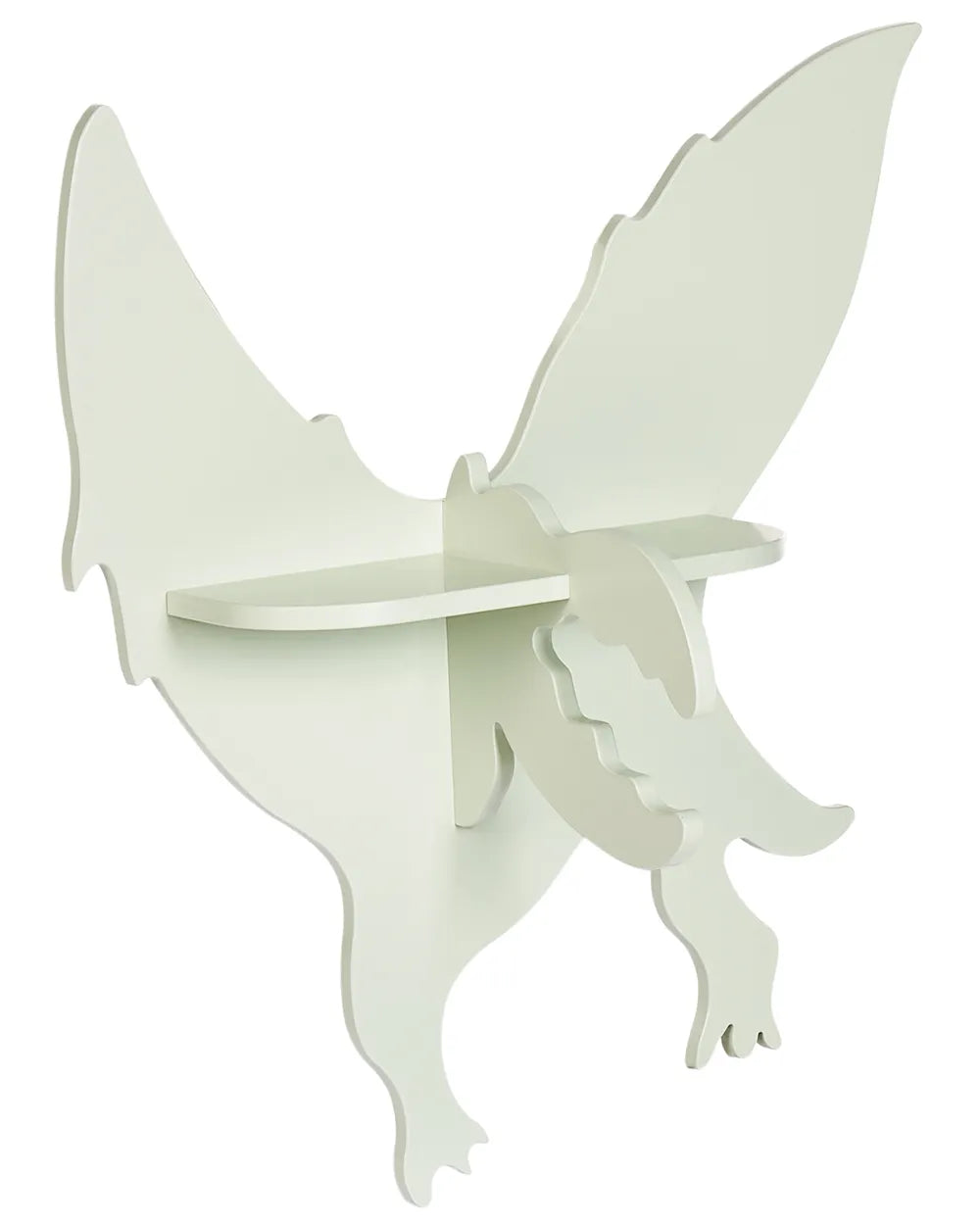 White butterfly-shaped shelf on a white background