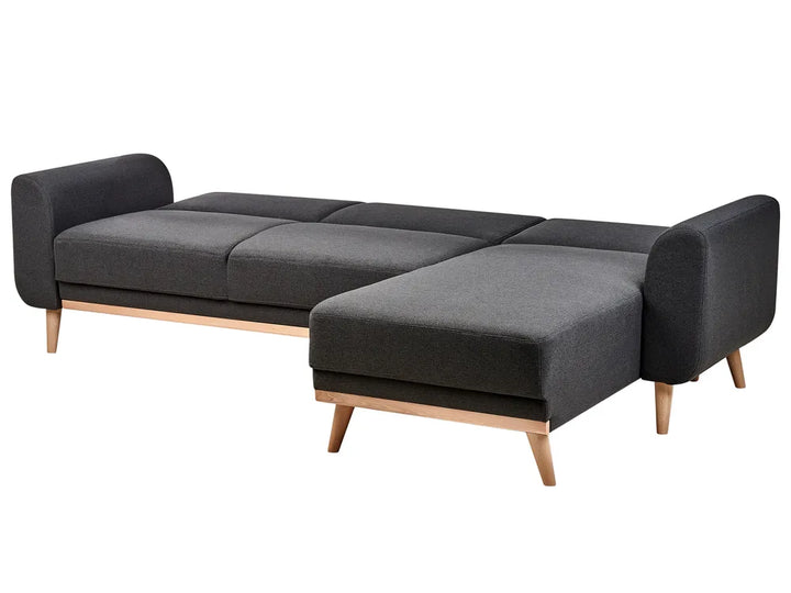 Corner Sofa Bed 3 Seater Fabric Black Left Hand Andress