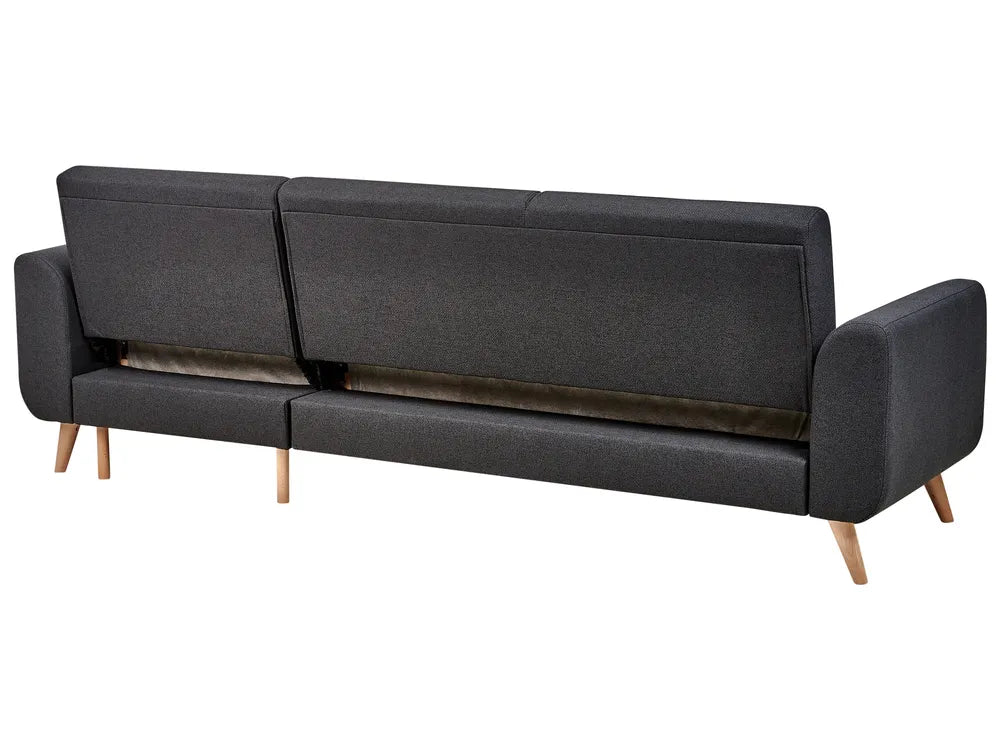 Corner Sofa Bed 3 Seater Fabric Black Left Hand Andress