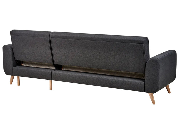 Corner Sofa Bed 3 Seater Fabric Black Left Hand Andress
