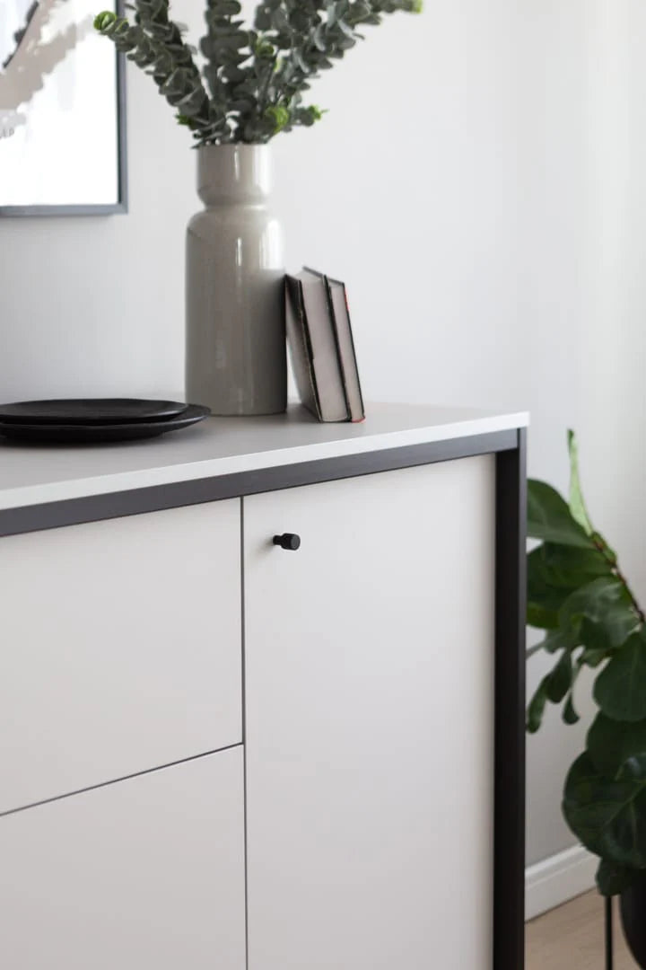 Gris Sideboard Cabinet - Modern Grey & Black Bedroom Furniture with LED Lighting