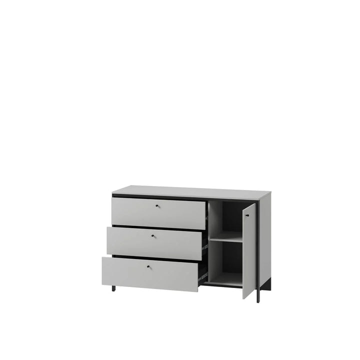 Gris Sideboard Cabinet - Modern Grey & Black Bedroom Furniture with LED Lighting