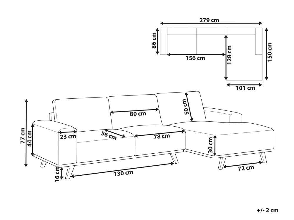 Corner Sofa 3 Seater Fabric Beige Left Hand Odriscoll