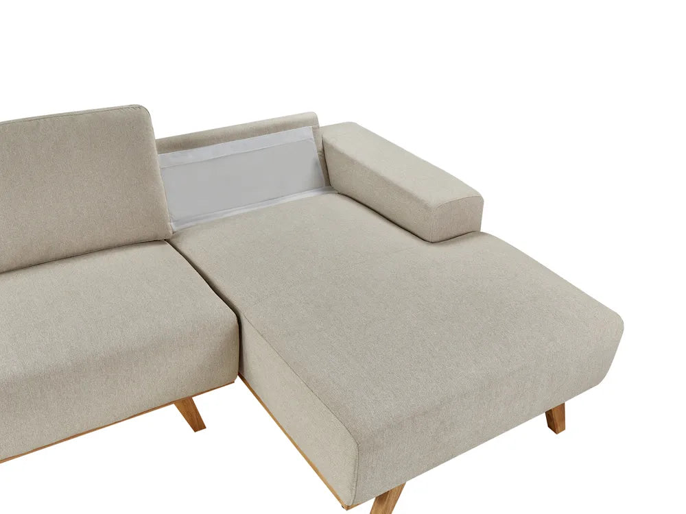 Corner Sofa 3 Seater Fabric Beige Left Hand Odriscoll