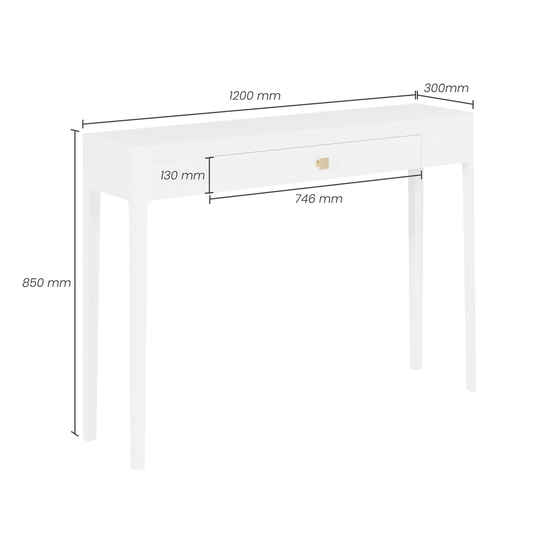 D.I. Designs Abberley White Oak Wood & Gold Console Table