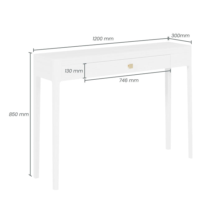 D.I. Designs Abberley White Oak Wood & Gold Console Table