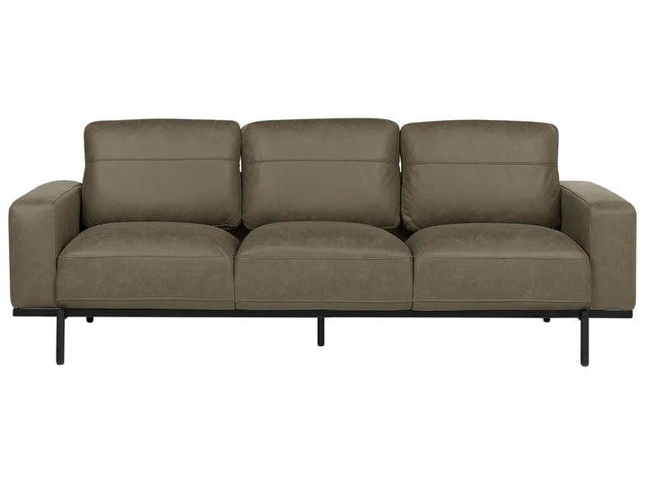 Green faux leather 3 seater sofa with modern contemporary design