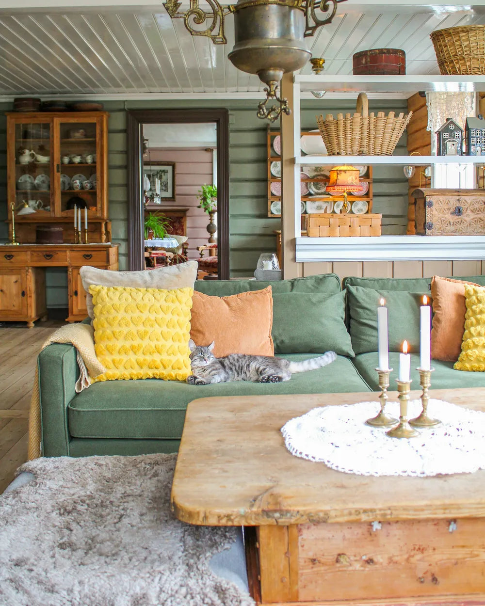 Sofa 3 Seater Fabric Green Tina