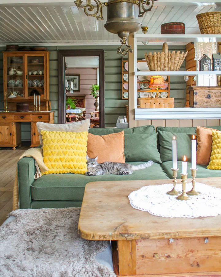Sofa 3 Seater Fabric Green Tina