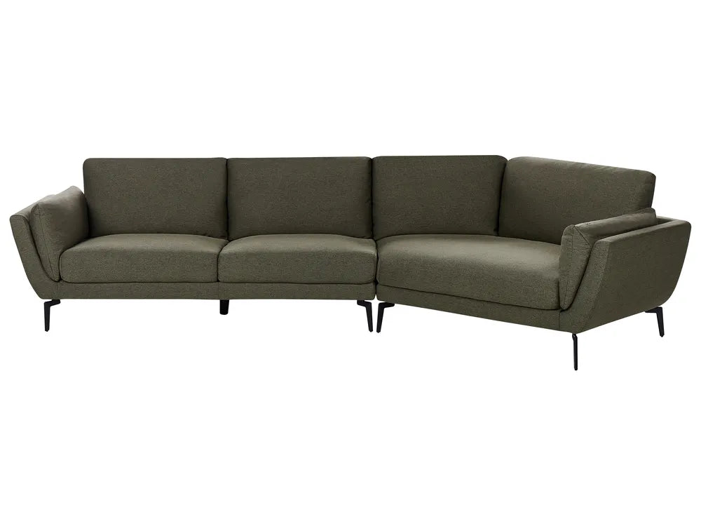 Green sectional sofa on a white background