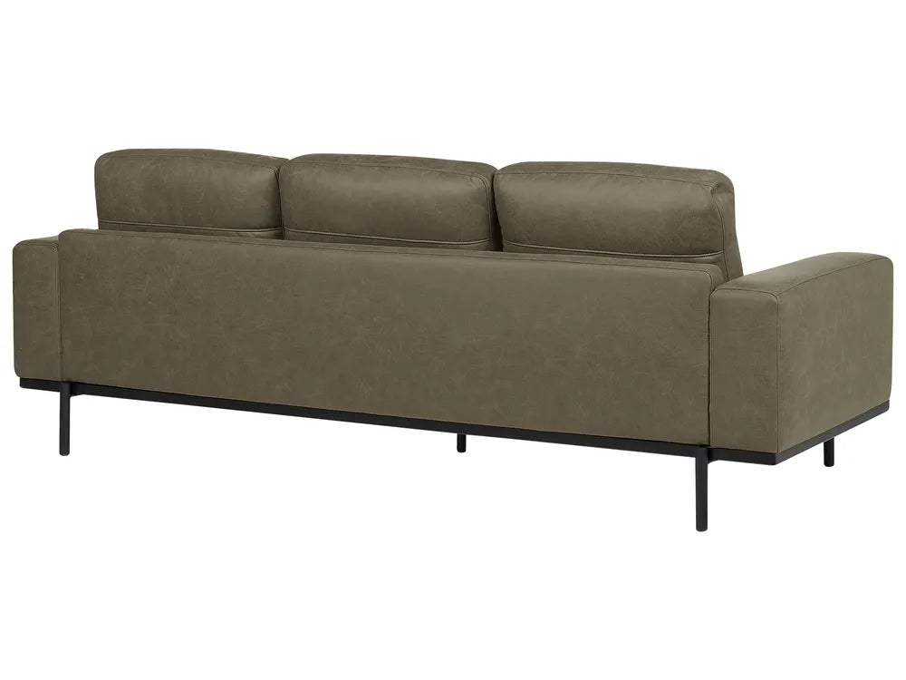 Sofa 3 Seater Faux Leather Green Jarrow
