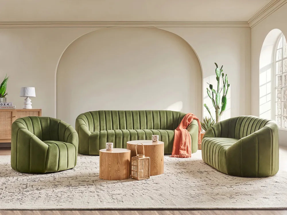 Sofa 3 Seater Velvet Dark Green Annalissa