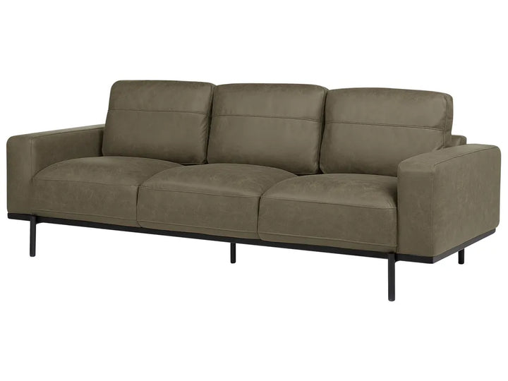 Sofa 3 Seater Faux Leather Green Jarrow