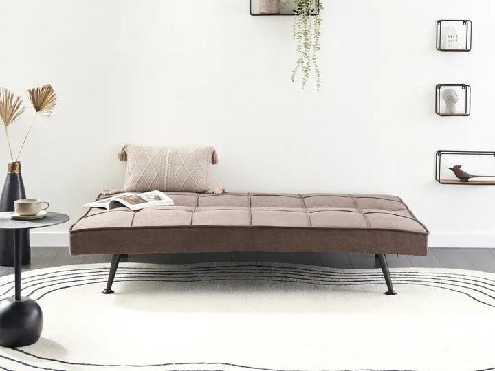 Sofa Bed 3 Seater Fabric Brown Savion