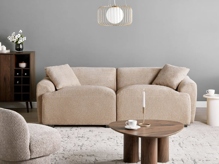 Stylish and comfortable beige 3 seater sofa