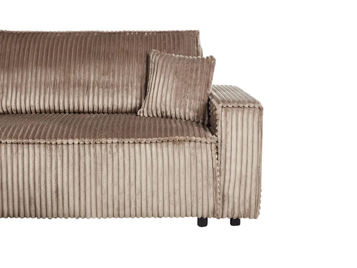 Corner Sofa Bed 3 Seater Corduroy Light Brown with Storage Right Hand Middale