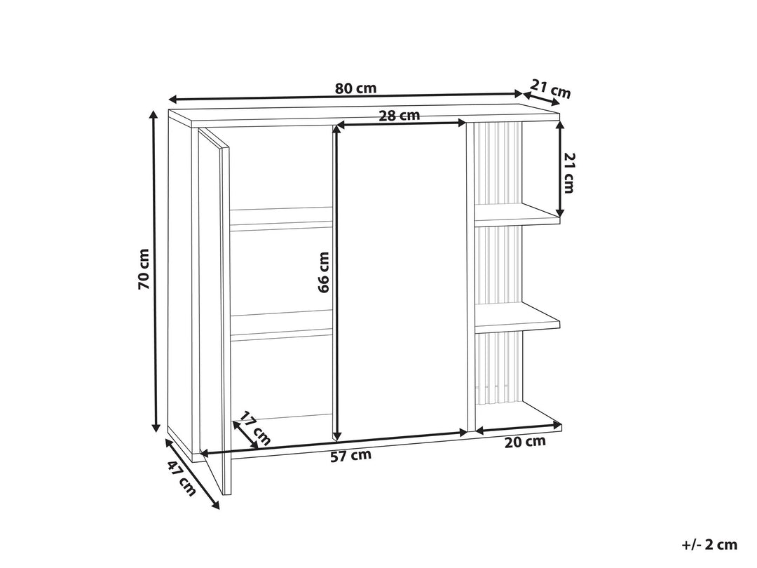 Bathroom Wall Mounted Mirror Cabinet 80 cm 70 cm White Nubes