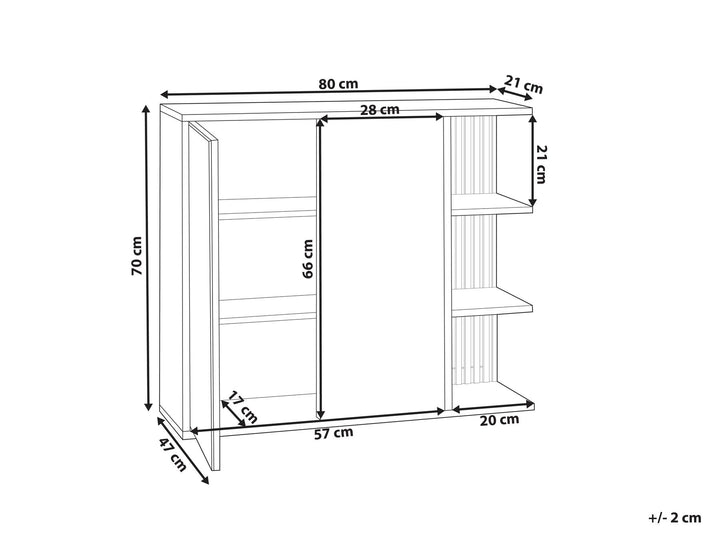 Bathroom Wall Mounted Mirror Cabinet 80 cm 70 cm White Nubes