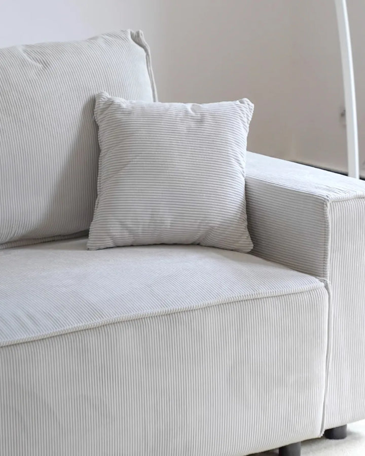 Corner Sofa Bed 3 Seater Corduroy Off-White Right Hand Middale