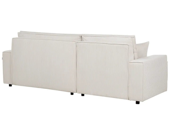 Corner Sofa Bed 3 Seater Corduroy Off-White Right Hand Middale