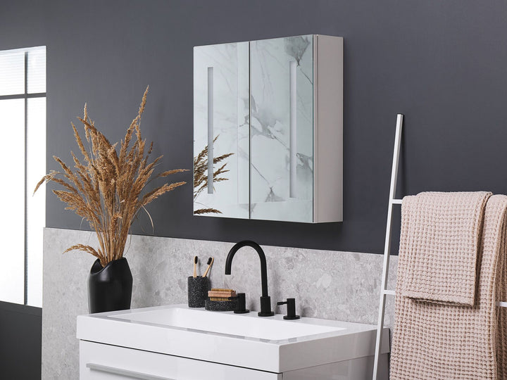 Bathroom Wall Mounted Mirror Cabinet LED 60 cm 60 cm White Chabunco