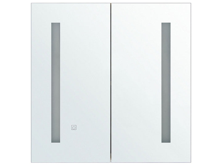 Bathroom Wall Mounted Mirror Cabinet LED 60 cm 60 cm White Chabunco