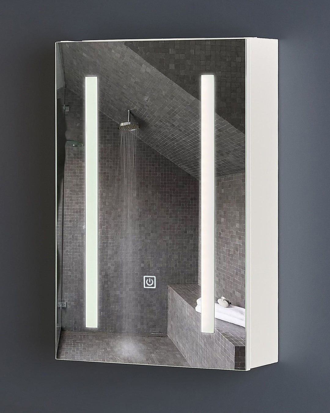 Bathroom Wall Mounted Mirror Cabinet LED 40 cm 60 cm White Cameron