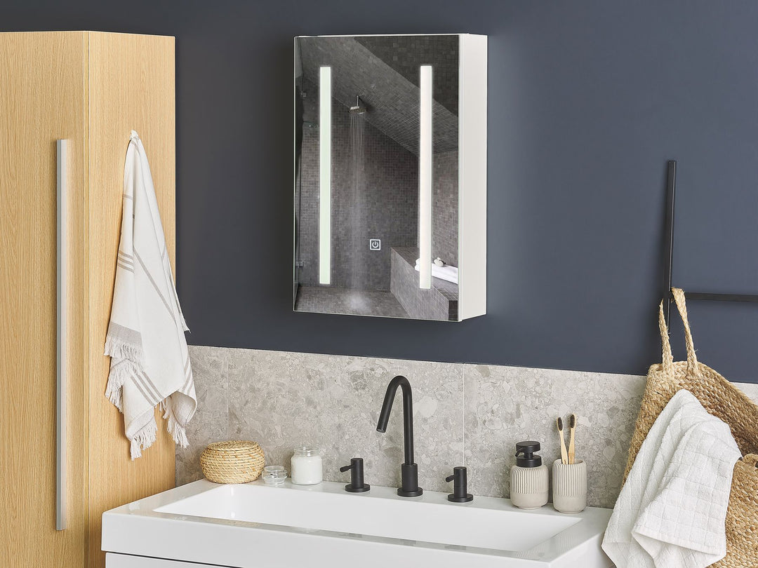 Bathroom Wall Mounted Mirror Cabinet LED 40 cm 60 cm White Cameron