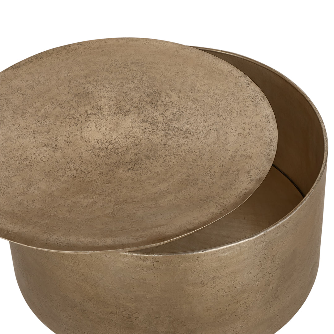 Libra Zander Metal Drum Coffee Table With Storage 90cm