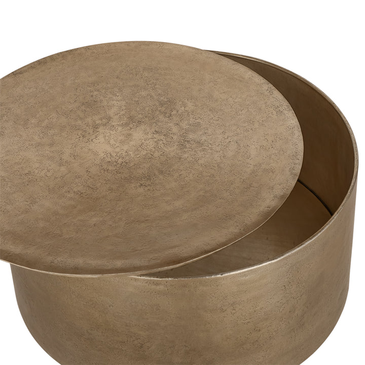 Libra Zander Metal Drum Coffee Table With Storage 90cm