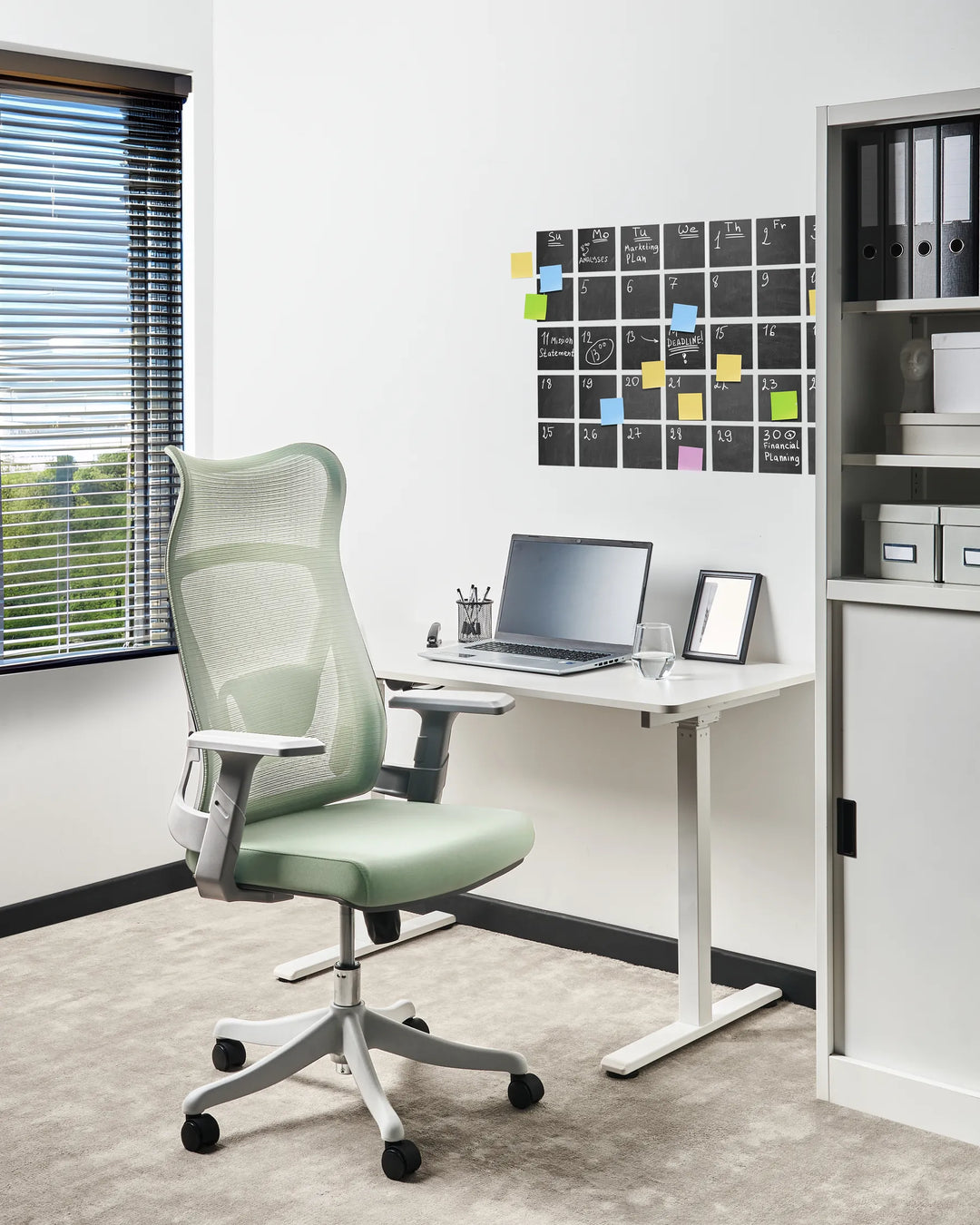 Office Chair Fabric Green with Smooth Rolling Castors Kranz