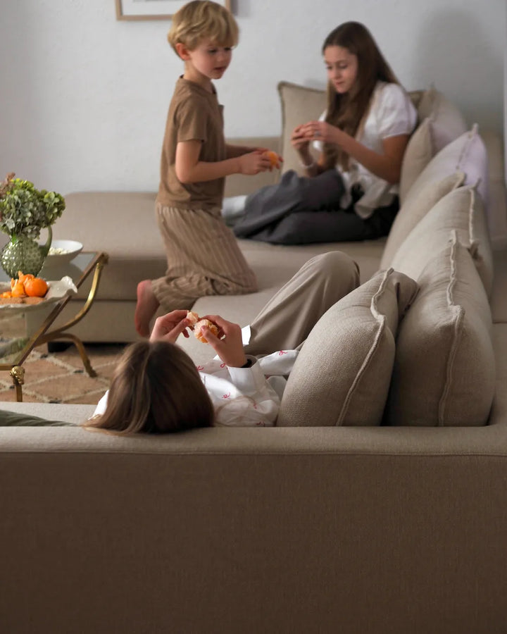 Corner Sofa 5 Seater Fabric Beige Kyanne