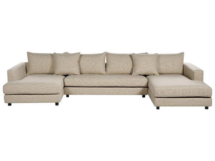 Beige fabric corner sofa 5 seater modern design