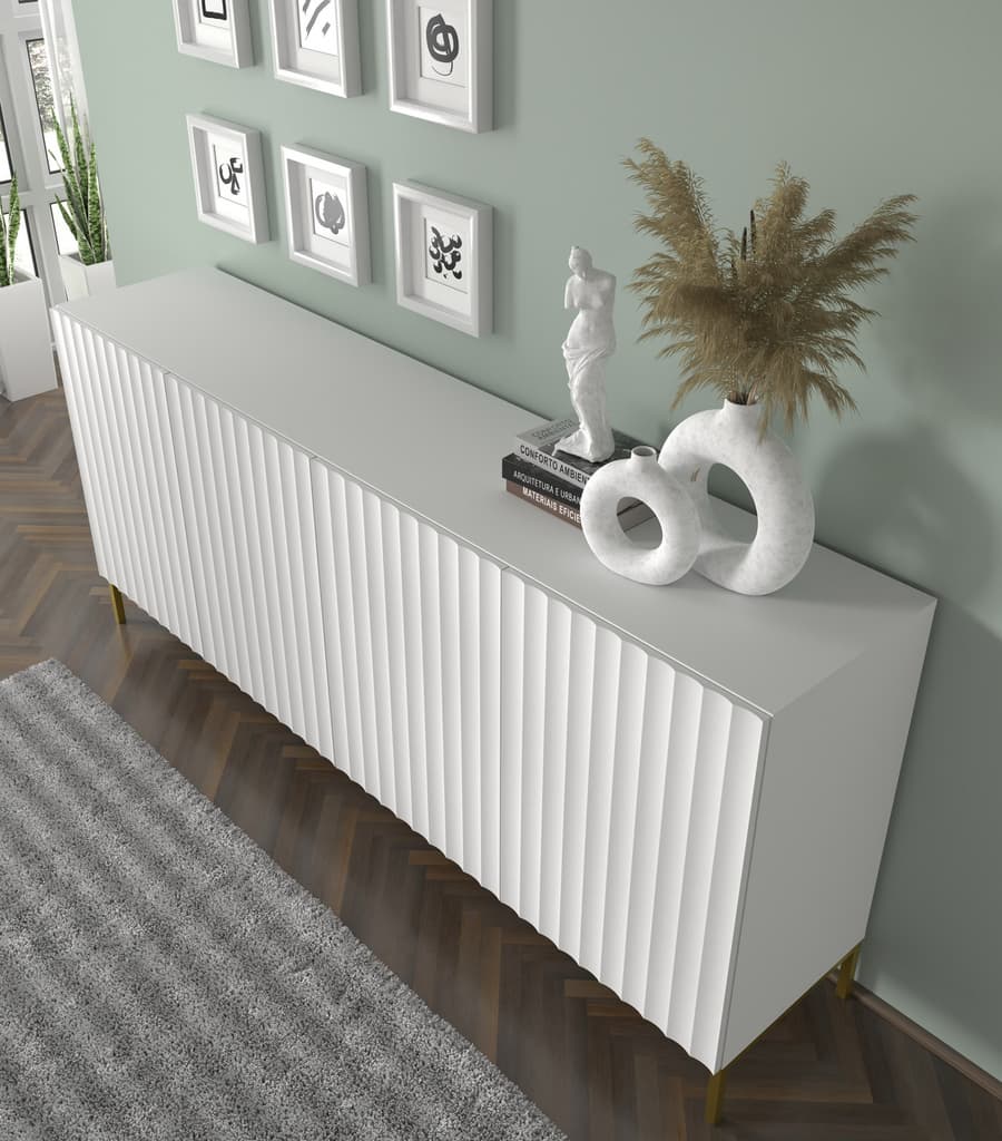 Large Sideboard Cabinet 200cm White Wave