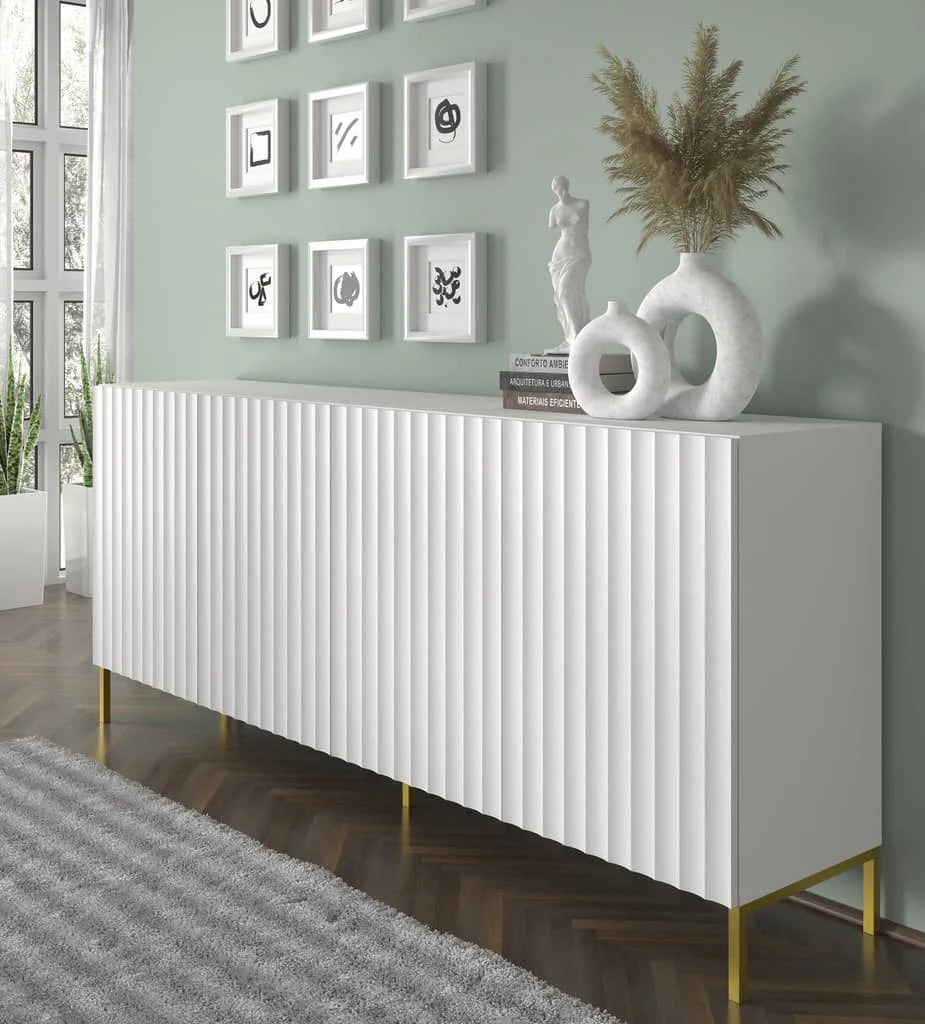 Large Sideboard Cabinet 200cm White Wave