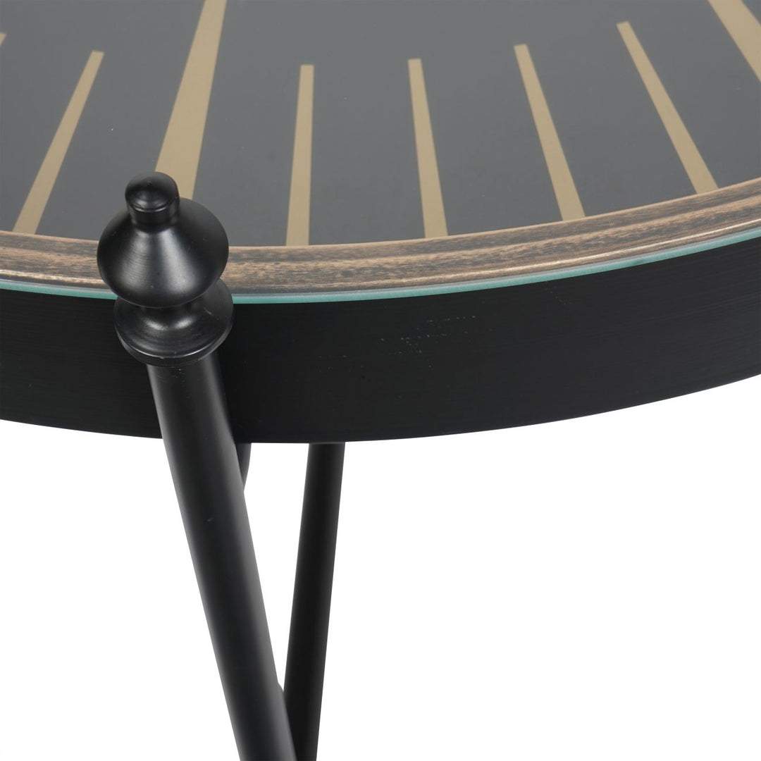 Libra Palladium Coffee Clock Table with Moving Cogs Black Gold