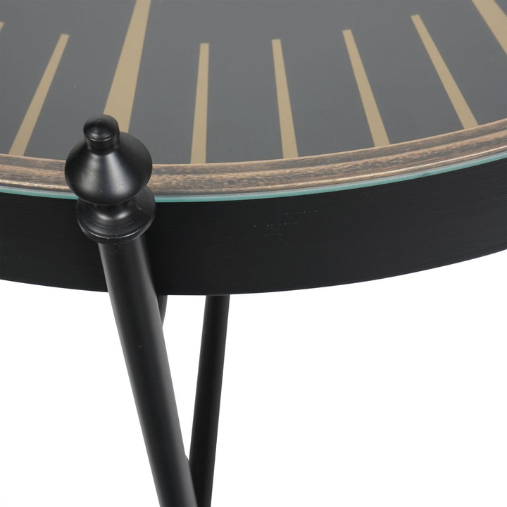 Libra Palladium Coffee Clock Table with Moving Cogs Black Gold